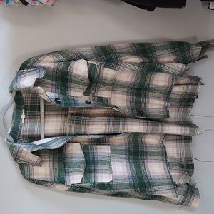 Green plaid flannel shirt